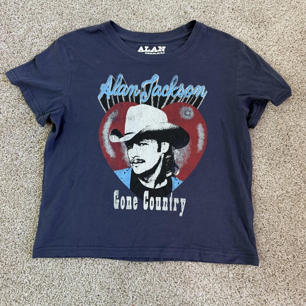 Alan Jackson Shirt Womens Large Blue Gone Country Country Music Tee T-Shirt